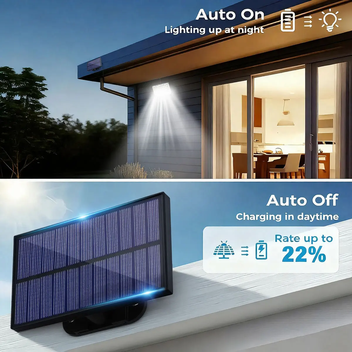 2PCS 280 LEDs Solar Outdoor Lamp, 3 Modes Split Panel Solar Motion Sensor Security Lamp with Remote, IP65 Waterproof for Garden Yard Driveway Decor Night Lamp