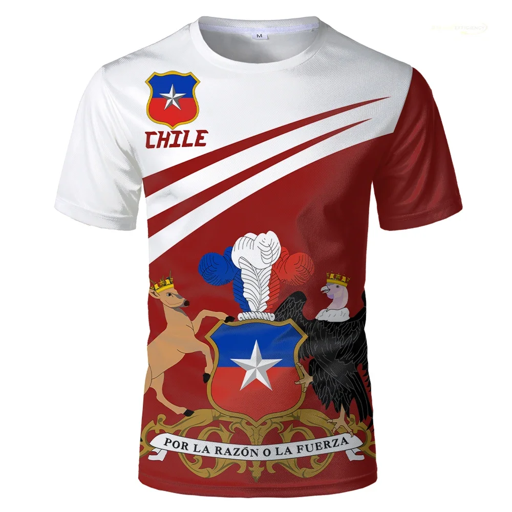 Summer New 3D National Flag Of Chile Print T Shirt Chile Emblem Graphic T-shirts For Men Kid Fashion Cool Vintage Short Sleeve