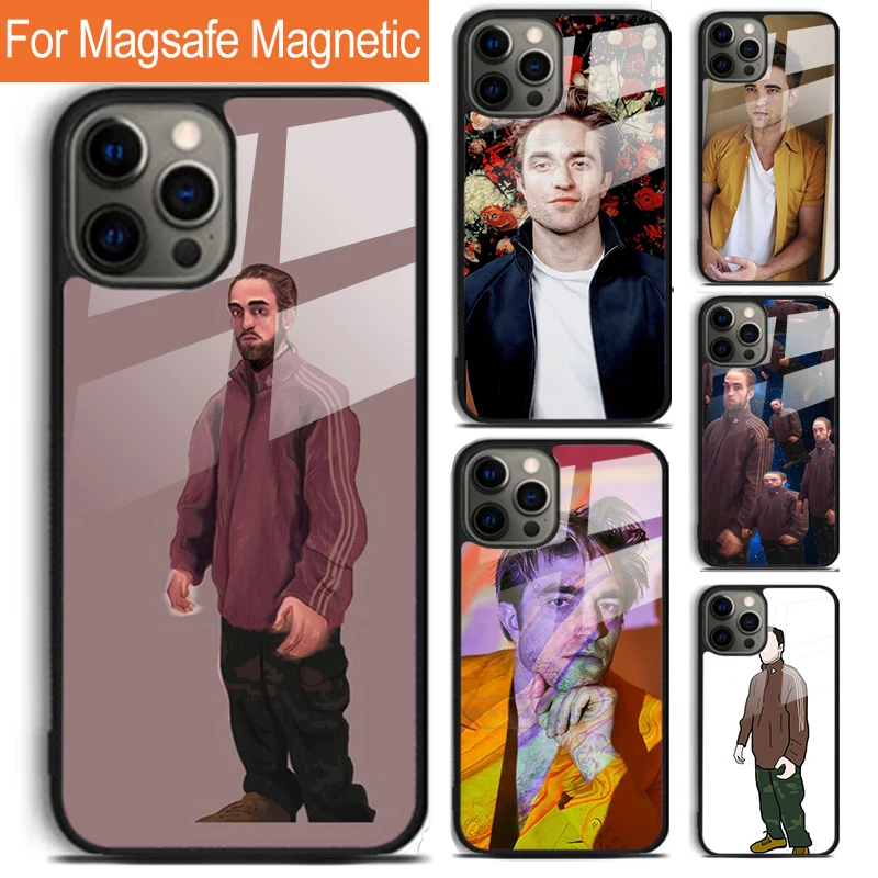 Robert Pattinson Standing Meme Phone Case For iPhone 16 15 14 13 12 11 Pro Max Plus Magsafe Magnetic Wireless Charging Cover