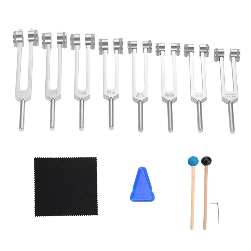 AB02 Chakra Tuning Fork Set, 7 Chakra+1 Soul Purpose Weighted Tuning Forks For Meditation,Yoga, Sound Healing