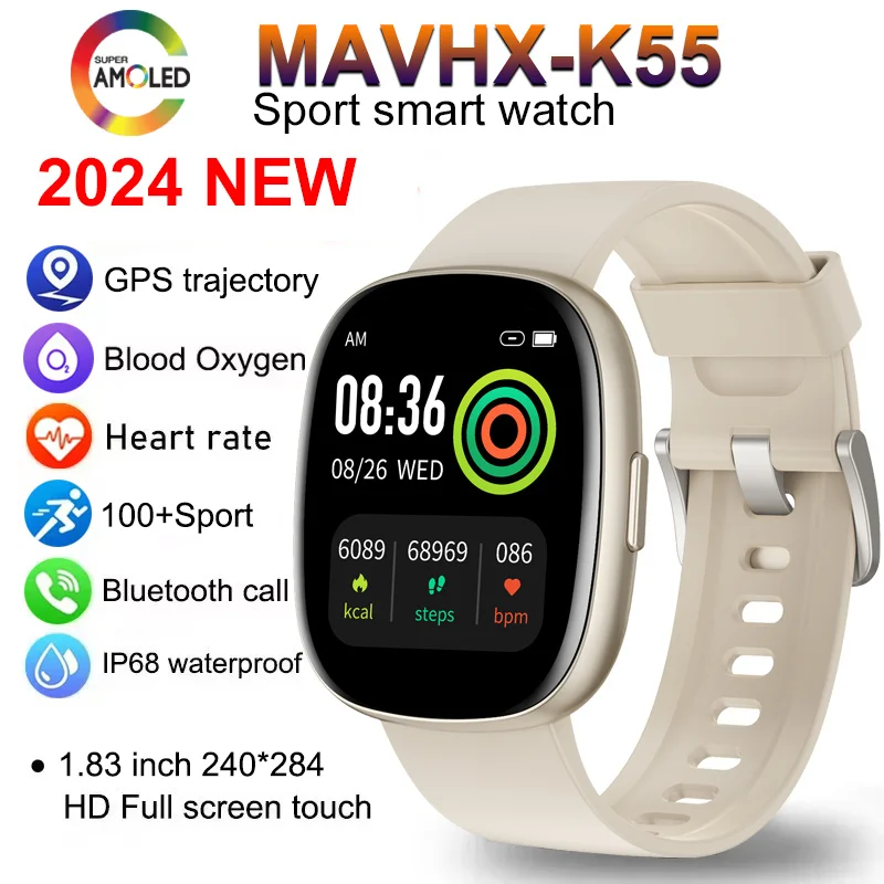 AMOLED Screen Smart Watch Women Heart Rate Blood Oxygen Health Bracelet Ladies GPS BT Call Waterproof Smartwatch For Android IOS