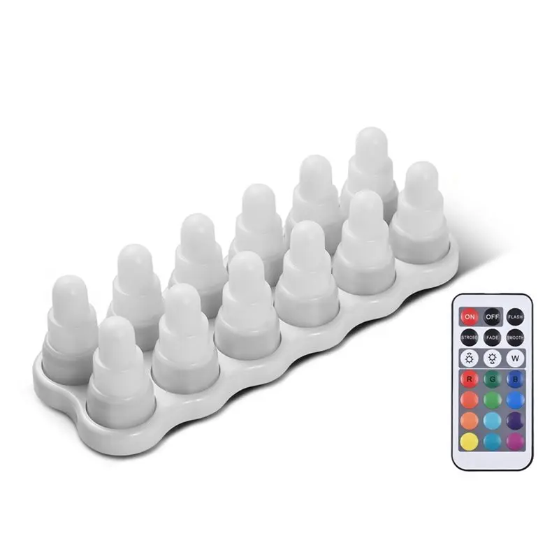 24X Rechargeable RGB LED Tea Wax Light Electronic Tea Candle Lamp Atmosphere Decorative For Wedding, Home Decor EU Plug