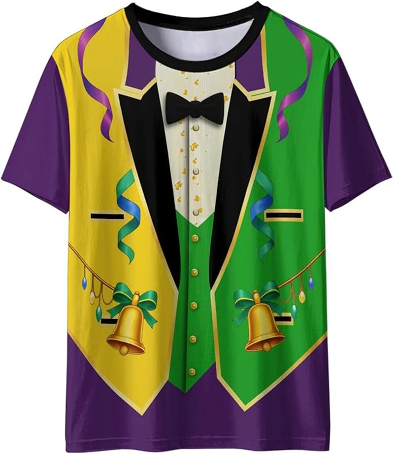 

3D Print Carnival Cosplay Tuxedo Pattern T-Shirts For Men Summer Short Sleeve Crew Neck Party Funny Tee Top Men's Tshirts New