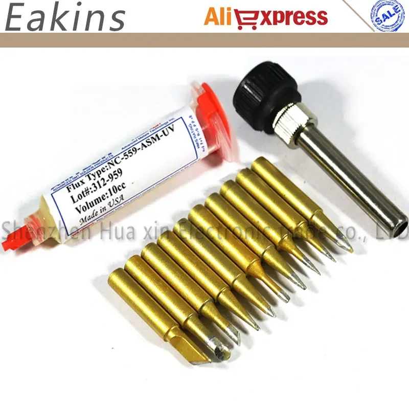 10/pcs High Quality Lead-free 900M-T Solder Tip Set Soldering Station Iron Tip NC-559-ASM-UV Flux Sleeve for SAIKE ATTEN AOYUE