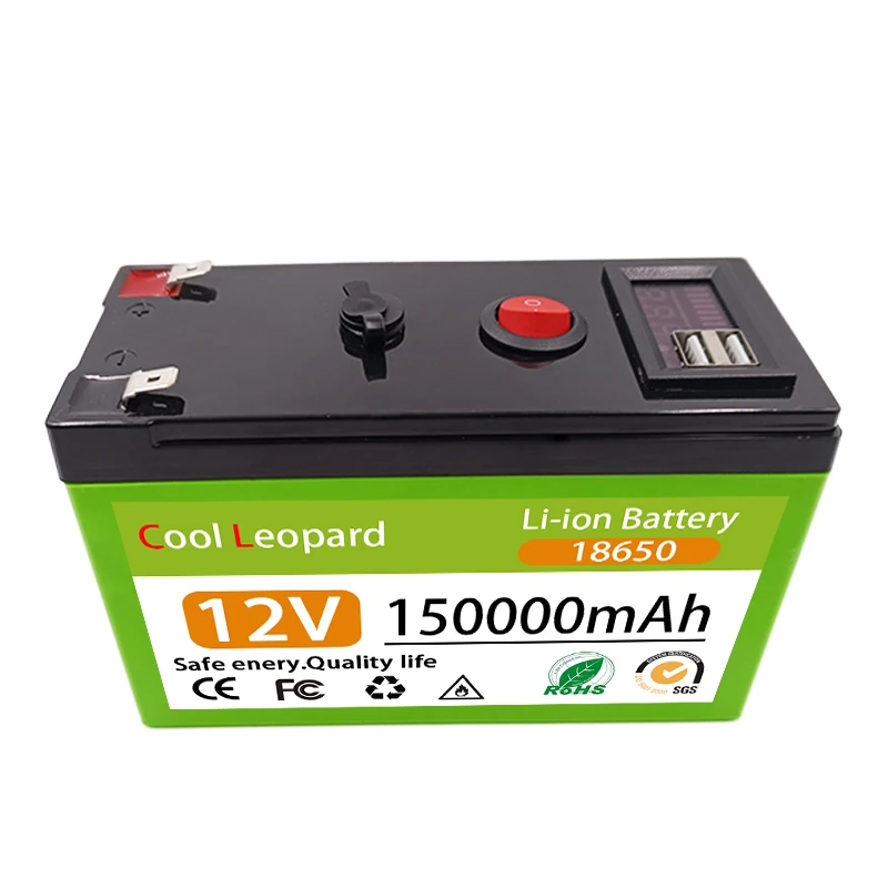 ชุดแบตเตอรี่ลิเธียม150Ah 12V ใหม่18650 3S6P ในตัว30A BMS สำหรับพลังงานแสงอาทิตย์ยานพาหนะไฟฟ้าแบตเตอรี่ Li-ion + ที่ชาร์จ12.6V