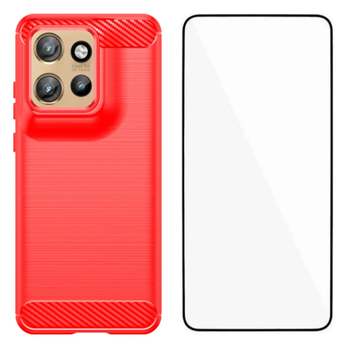 

Чехол для Motorola Edge 50 Neo 5G с пленкой для экрана WANLONFENG LS Series с большим отверстием для объектива, матовая текстура, чехол из ТПУ — красный