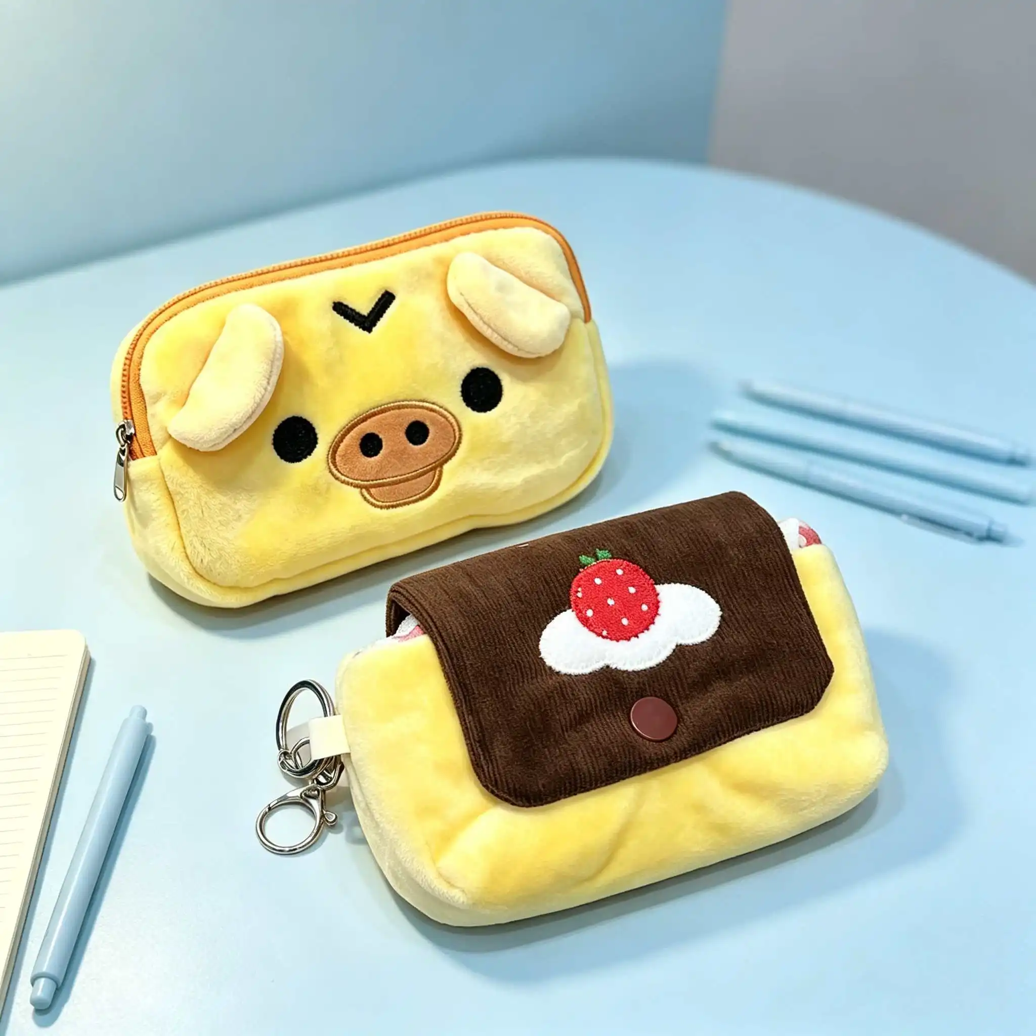 Rilakkuma Soft Case Cute Bearing Coin Bag Keychain Accessories Large Capacity Multifunctional Desktop Storage Bag Pouch