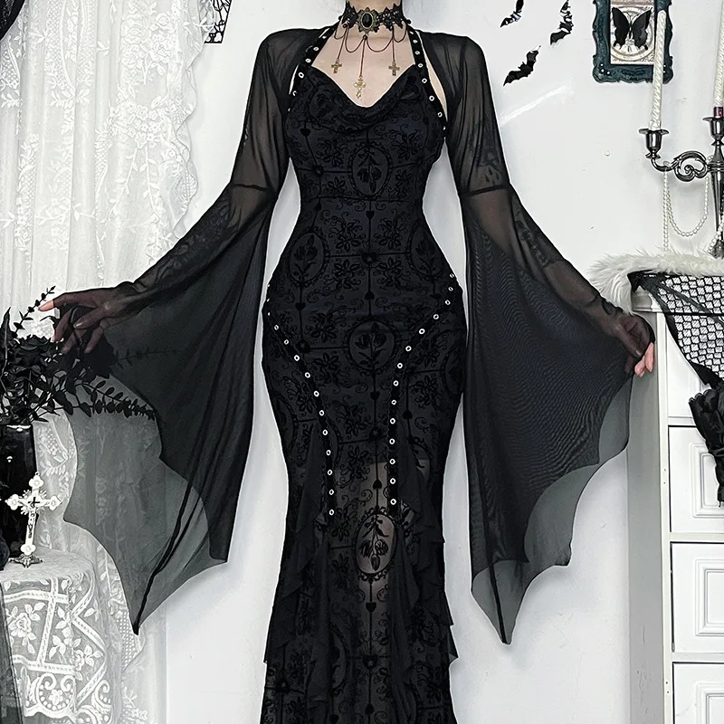 

loween k Sle Bat Sve Me Sun Protection Cardigan Versatile 2025 New Faion Bla Culture Svel Lace irt
