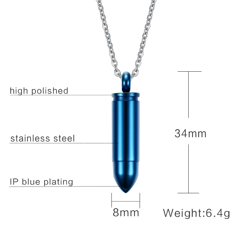 Vinterly Punk 5 Colors Stainless Steel Cremation Pendant Necklaces Pets Keepsake Urns for Ashes Gold-color Jewelry Waterproof