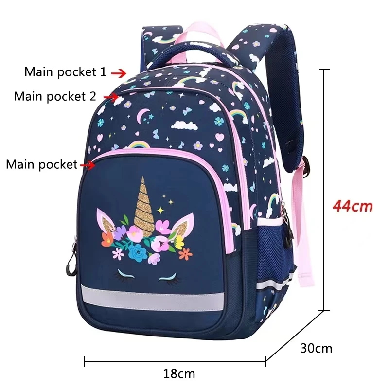 Kids Fashion Unicorn Three Pieces Water Proof Suit For Teenagers Pencil Bag Lunch Bag School Bag Student Girls Backpack Set