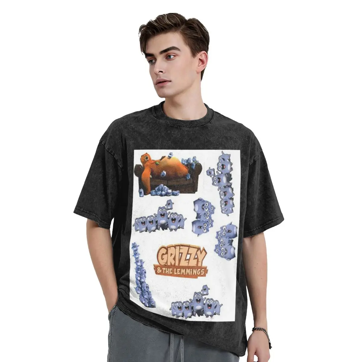 

Animation Grizzy And The Lemmings Cartoon Anime T Shirts Vintage Short Sleeve Hip Hop T-Shirt Streetwear Tops Tees for Men Women