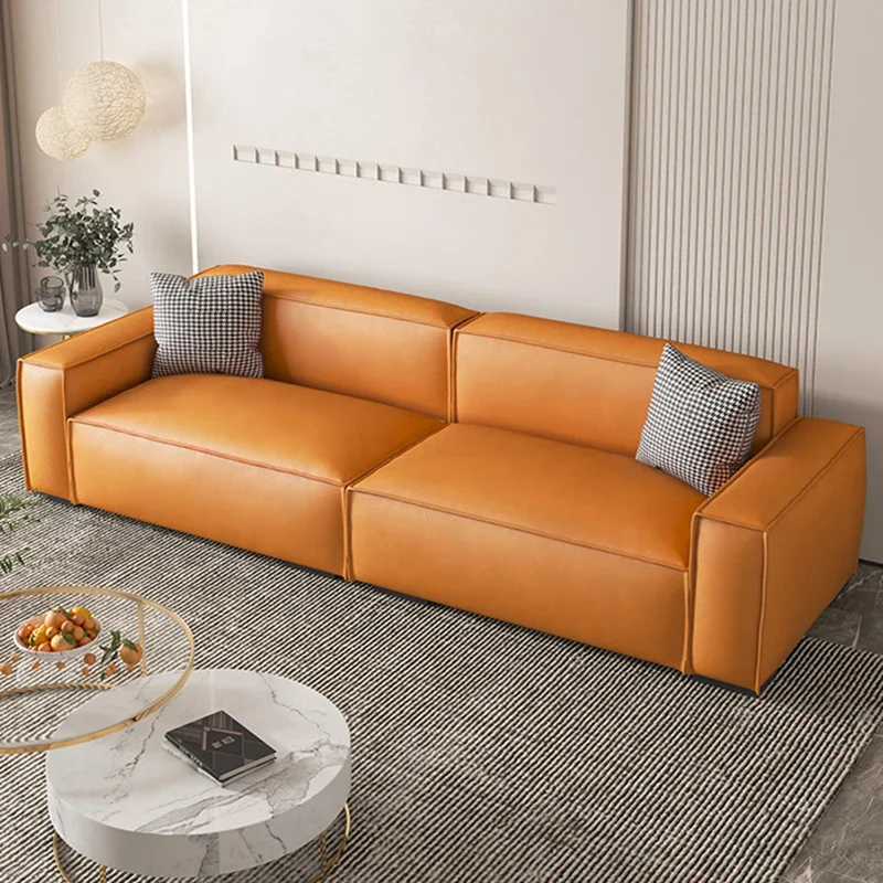 #Fancy Luxury Wood Soft Sofas Designer Square Orange Designer Puffs Sofa Living Room Modern Divani Da Soggiorno Salon Furniture