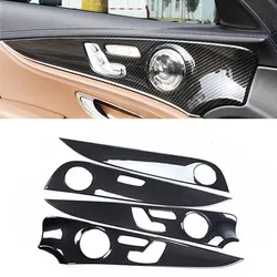 For Mercedes Benz E Class W213 E200 E300 2016-2021 ABS Carbon Fiber Texture 4pcs Interior Door Panel Cover Protective Trims