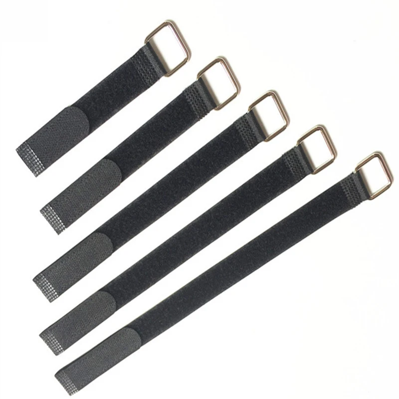 Correas de gancho y bucle con hebilla de Metal, correas de sujeción reutilizables, bridas para cables, correas de seguridad de nailon ajustables para envoltura de cables, 5 uds.