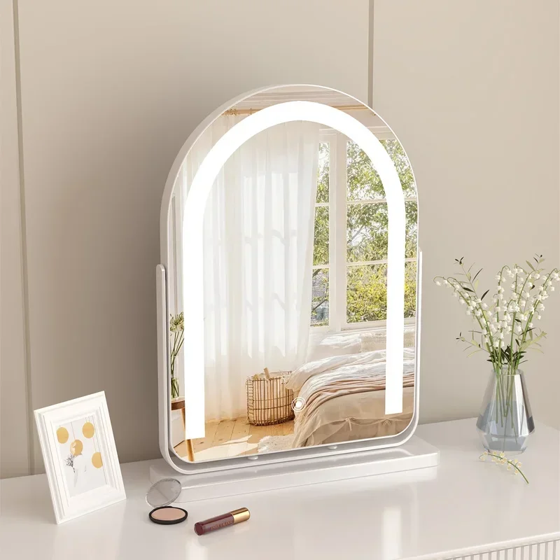 

Special-shaped makeup mirror Desktop desktop with lamp vanity mirror Light luxury LED advanced smart mirror Master bedroom