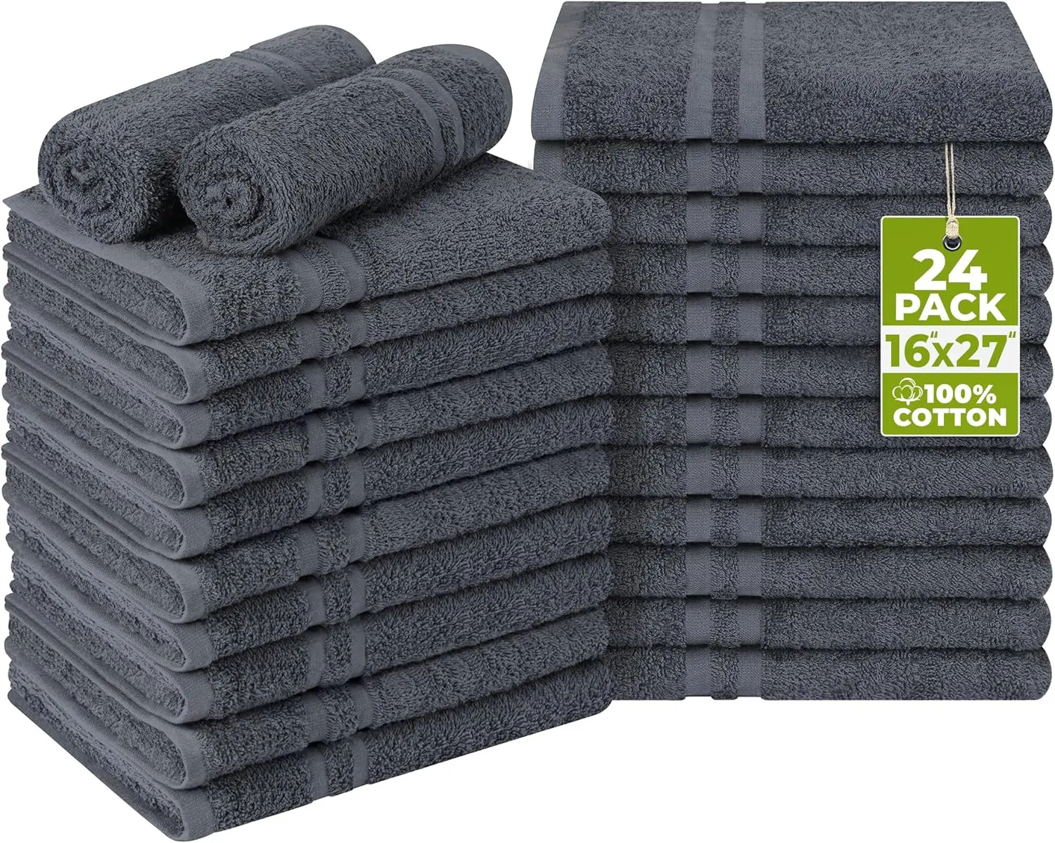 

Премиальные полотенца для салонов из 100% хлопка, устойчивые к отбеливанию, для спортзалов, 16x27 дюймов, темно-серые, 24 штуки в упаковке