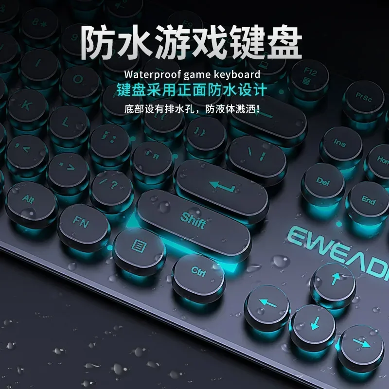 Wired Eweadn GX30 Mechanical feel Keyboard Gaming Keyboard Rainbow Light RGB Blue Light Retro Punk Computer Laptop Accessories