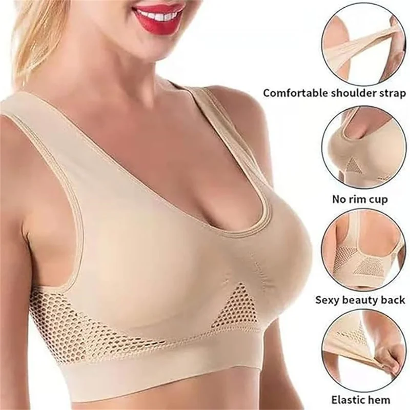 Beha 'S Voor Dames Ademende Coole Liftup Air Beha Plus Grote Maat Comfortabele Mesh Full Support Sportbeha 'S Voor Dames