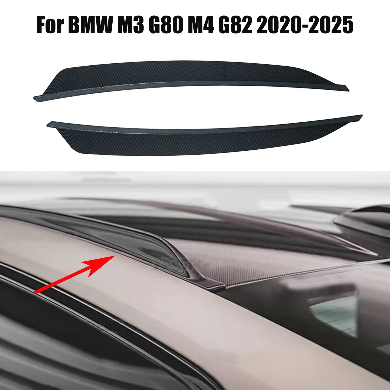 

For BMW M3 G80 M4 G82 2020-2025 Roof Side Wing Spoiler Roof Decorative Spoiler Trim Wind Knife Accessories Glossy Black