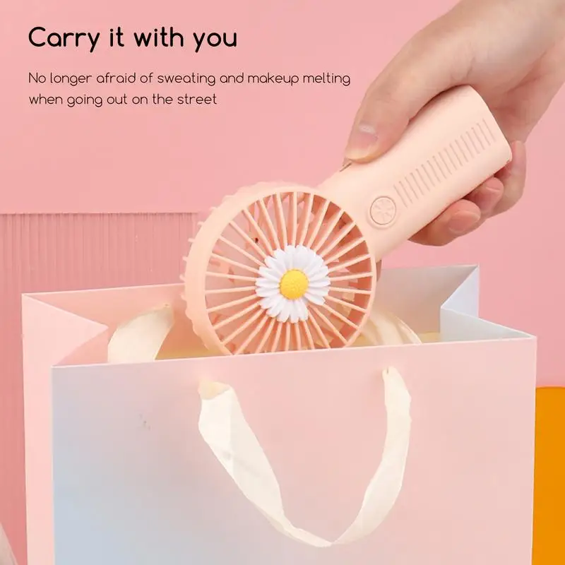 Personal Fan Handheld Creative Flower Design Portable Electric Fan 3 Speeds USB Rechargeable Portable Mini Fan For Stylish Kids