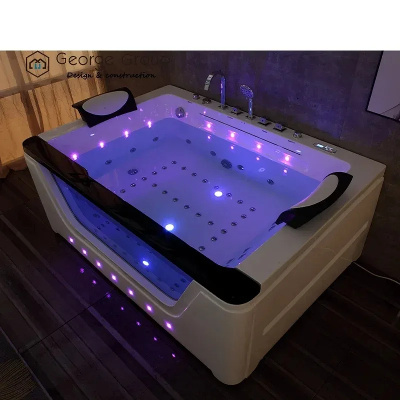 1600mm Long Massage Acrylic Bath Tub Indoor Bathroom Whirlpool Bathtub With Water Level Reaction