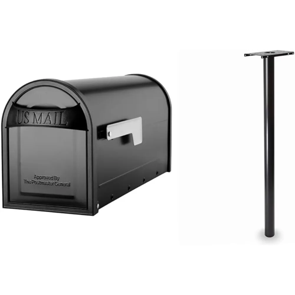 

Carlisle Medium Black Wall-Mounted Mailbox and Pacifica Black Steel Ground Post Mailbox