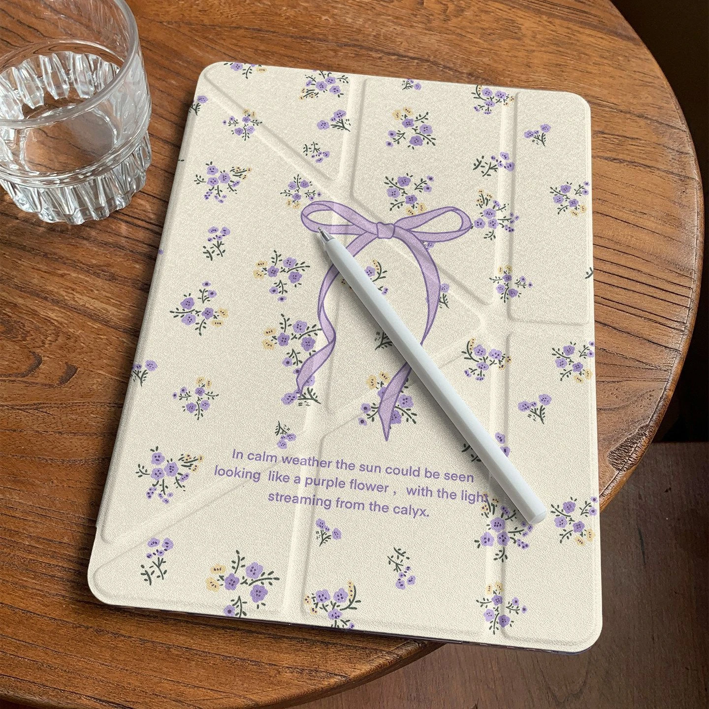 

Purple Floral Bow Tablet Case For iPad Pro 11 12.9 13 A16 M2 M4 M3 M5 Shell 8.3 9.7 10.2 5/6/7/8/9/10/11th Mini Air 3 4 5 Cover