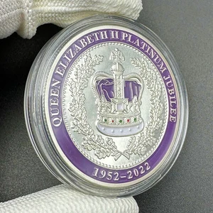 Rainha Elizabeth II Platinum Jubileu Moeda de Prata, Coroa Roxa Lembrança, Medalha Coroada em Westywood, Emblema da Faculdade, 1952-2022 8 principais vendas moedas antigas reis - №4