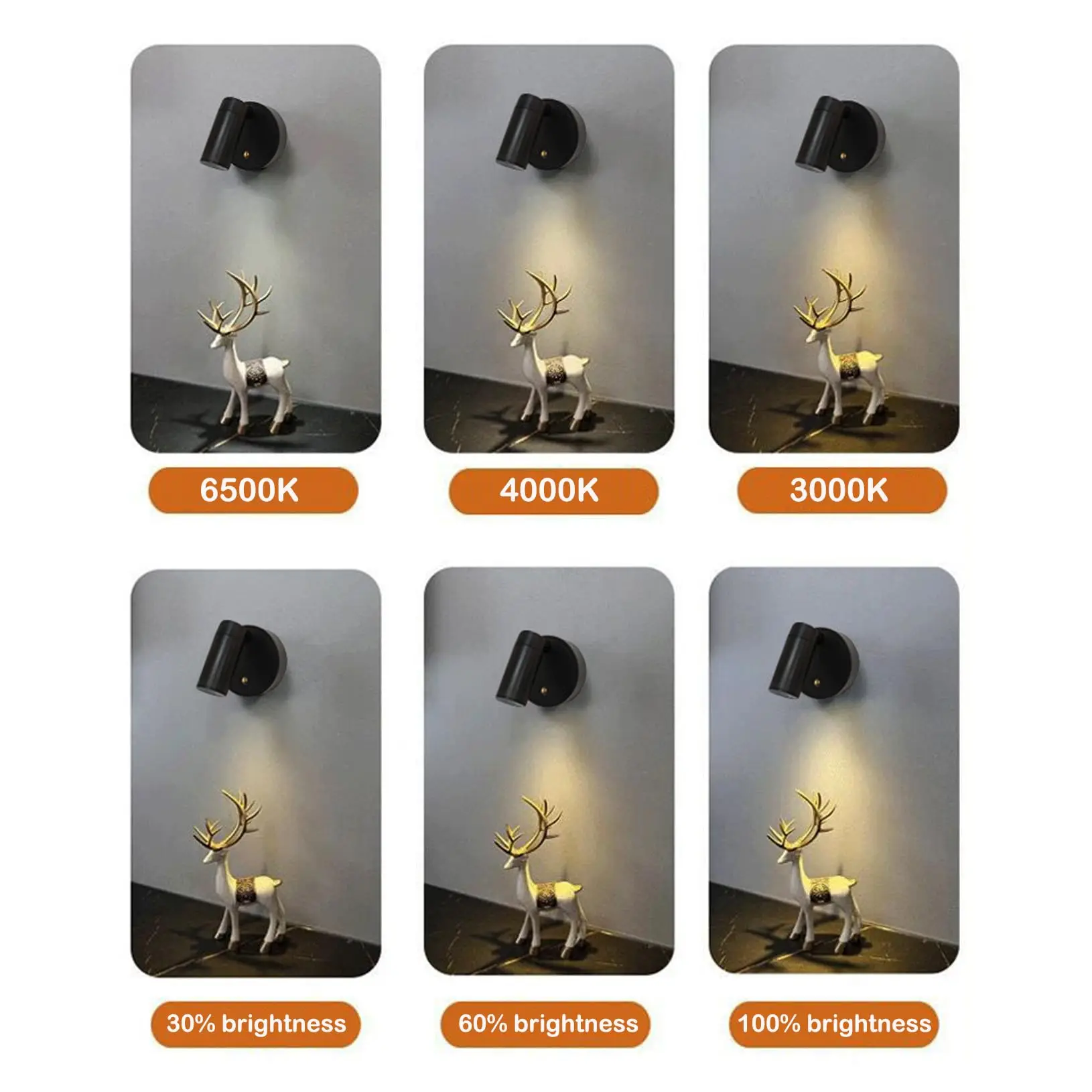 قاعدة مغناطيسية USB قابلة لإعادة الشحن LED مصباح جداري لاسلكي مع مفتاح لمس أسود وأبيض مغناطيس مصباح بجانب السرير قابل للتعتيم للقراءة