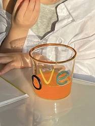 Homemade Love Handmade Color Letters Cup Milk Juice Coffee Cup Water Cup Heat-resistant Glass Gift Glass Drinkware Whiskey Glass