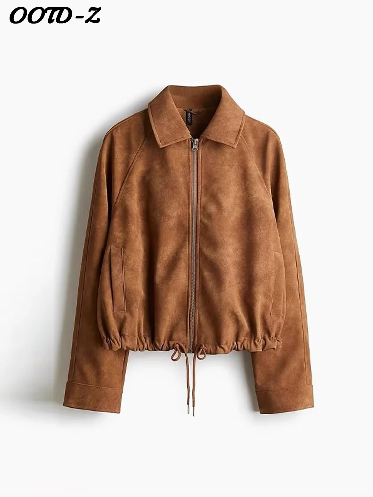 

Модная женская куртка на шнурке с отложным воротником на молнии, женские короткие куртки, осень-зима 2021, повседневная женская уличная верхняя одежда