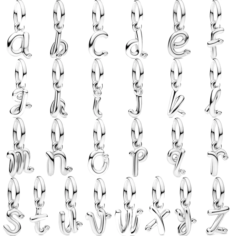 High Quality 925 Sterling Silver Twenty-Six Letters Charm DIY Bead Pendant Fit Original Pandora Bracelet Charm Jewelry Gift 2024