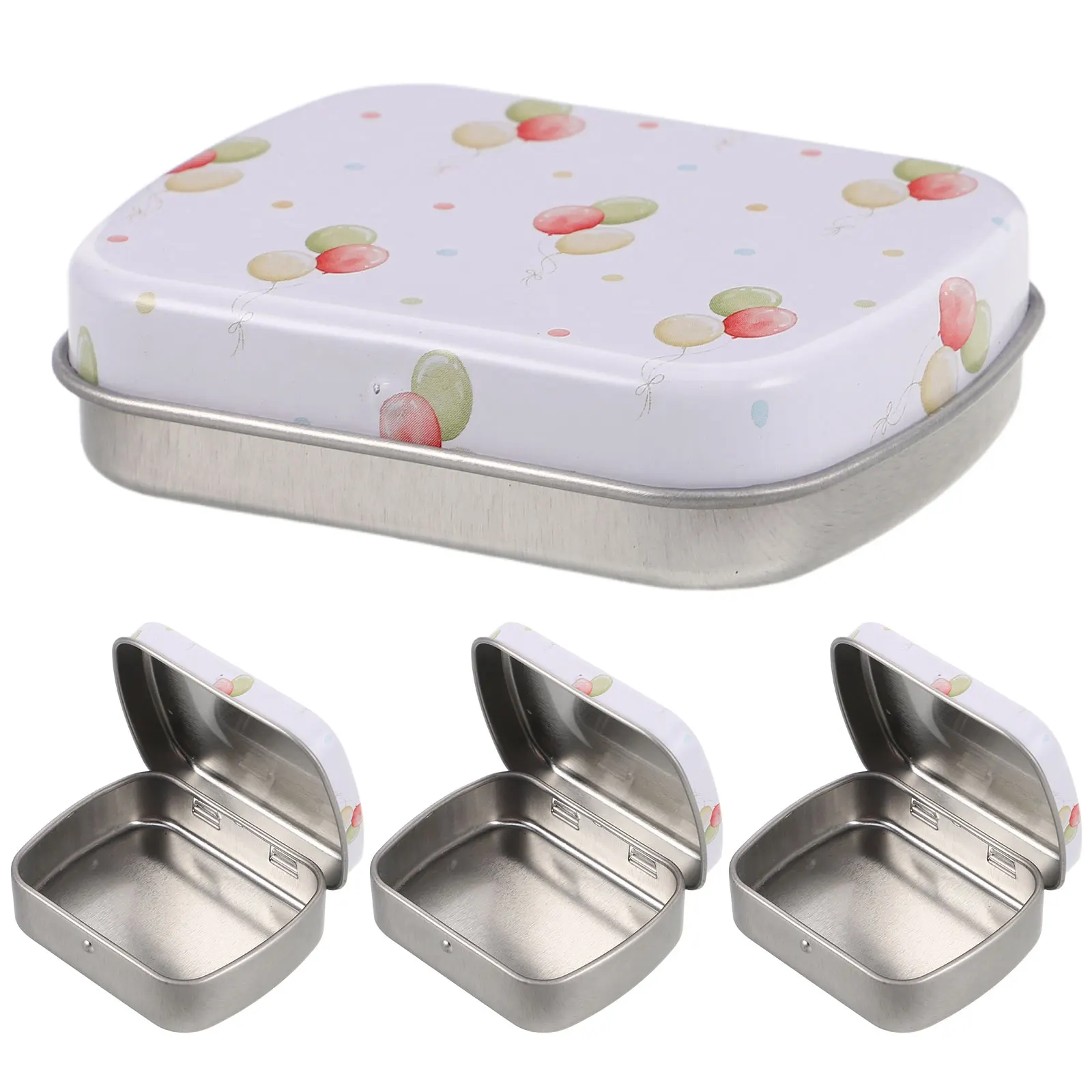 

4pcs Mini Metal Storage Boxes for Jewelry Candy Medication Nail Art Tools Portable Tin Containers with Lid Small Iron Boxes