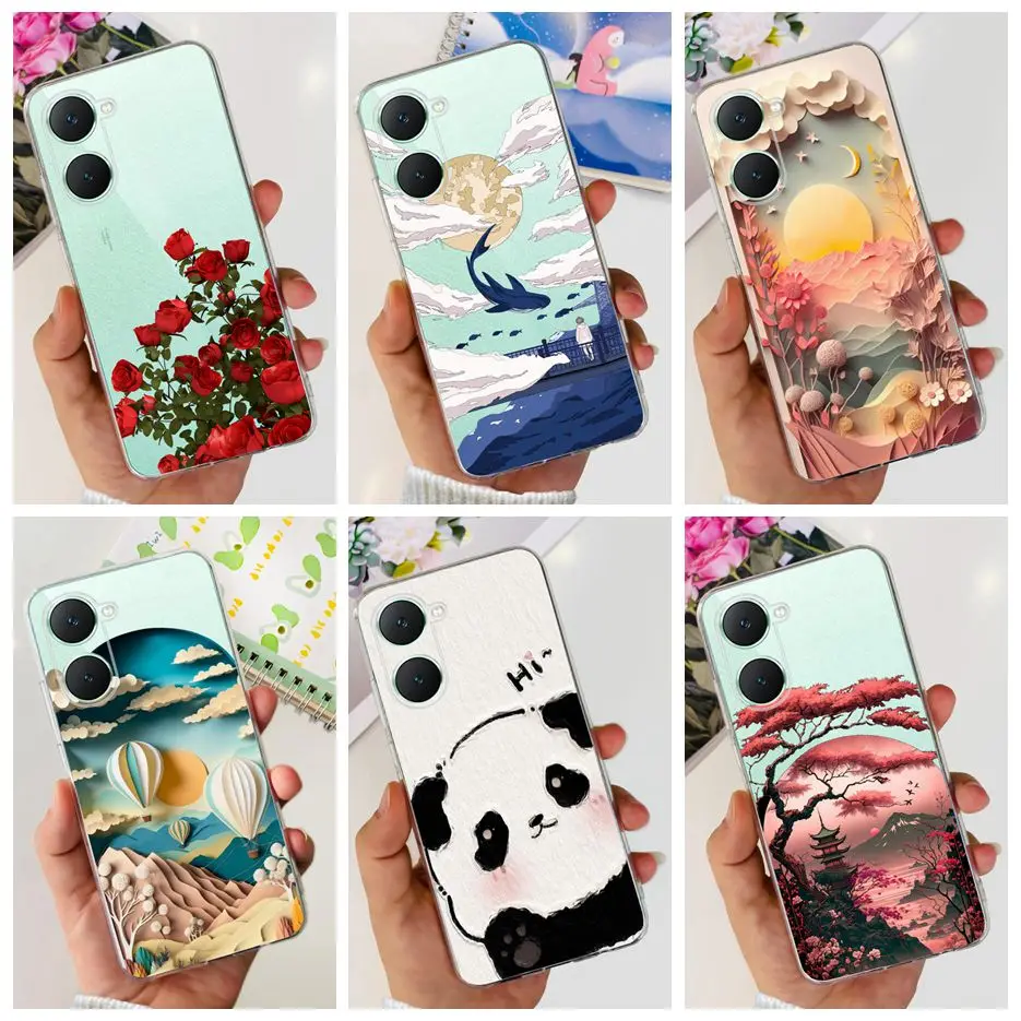 For Vivo Y18 Case Vivo Y18e V2350 Stylish Painted Cover 6.56'' Clear Silicone Soft Phone Case For Vivo Y18 Y 18 e VivoY18 Bumper