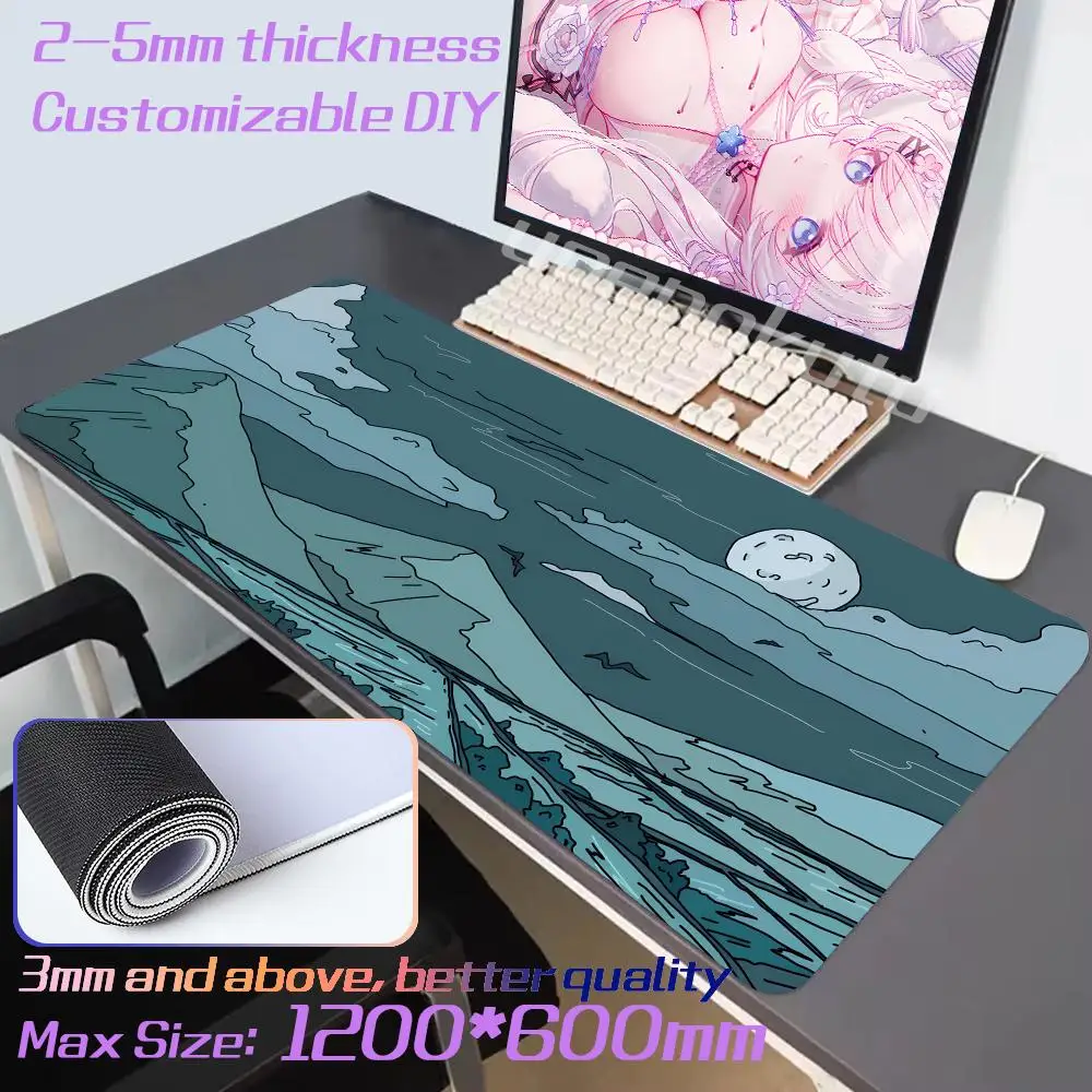 Mouse pad moon night view wild goose game accessories game pad cute carpet laptop gamer purple pink large keyboard mouse pad