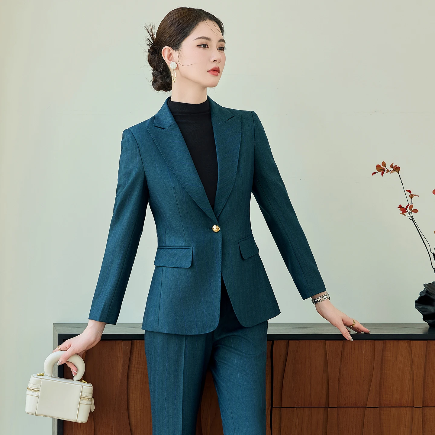 가을 겨울 여성 정장 바지와 재킷 코트 포함 전문 블레이저 여성 오피스 커리어 세트