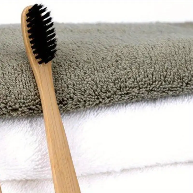 2Pcs Nylon Toothbrush Pure Bamboo Wooden Black Toothbrush Eco Friendly Sustainable Oral Care