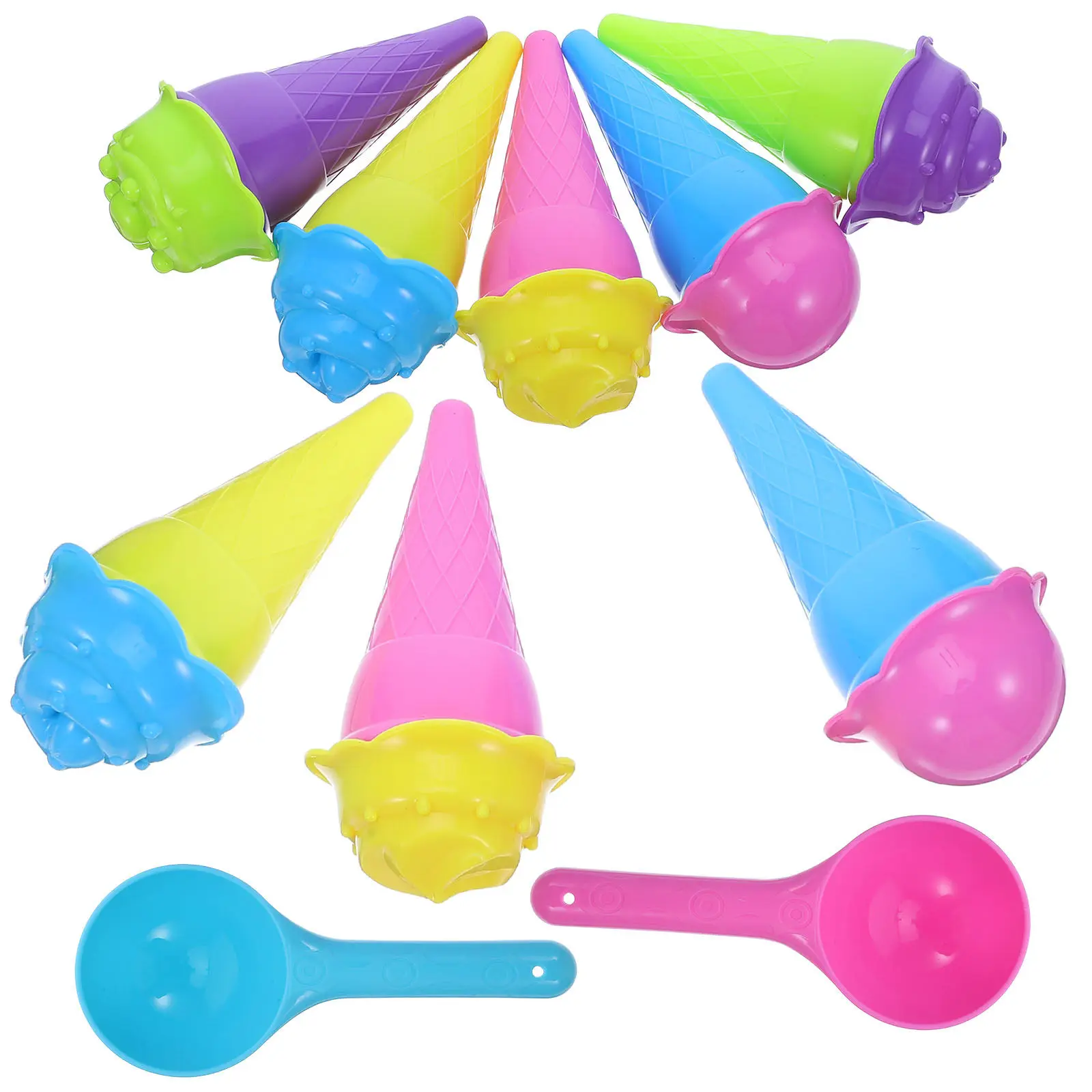 

2 Sets Kids Ice Cream Cone Sand Mold Plastic Beach Sandbox Outdoor Play Creative Sand Scoop Ice Cream Scoop Toys