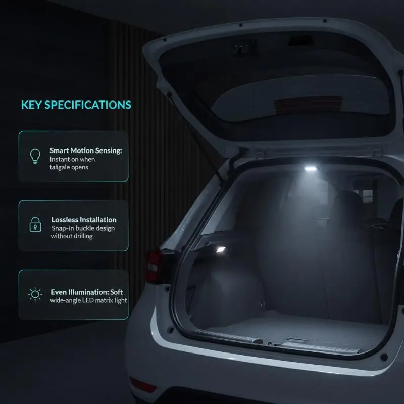 Car Trunk LED Light Automatic Sensor Tailgate Lamp No Wiring No Drilling Interior Lighting For Vehicle Trunk Decoration