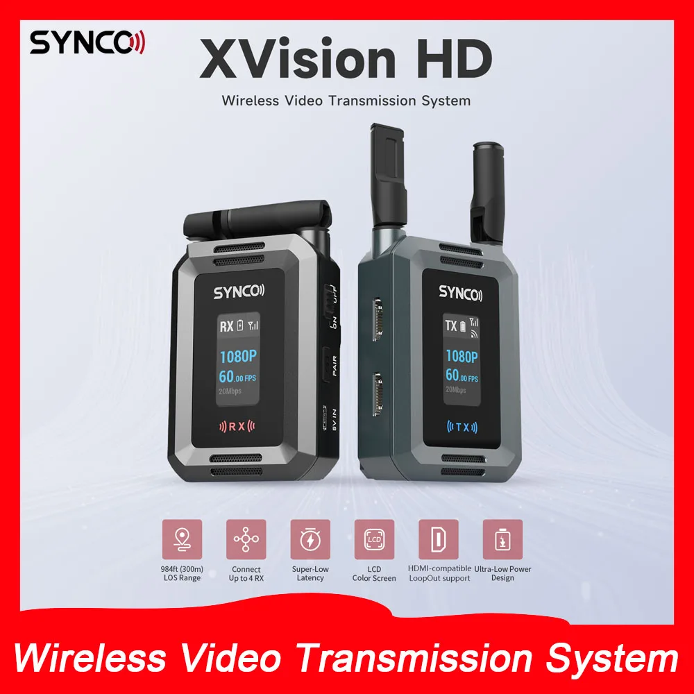 

Synco Xvison HD Wireless Video TX&RX 1080P60 UVC Streaming, 80ms Low Latency, Zero Noise for Camera/Smartphone/PC Live Streaming