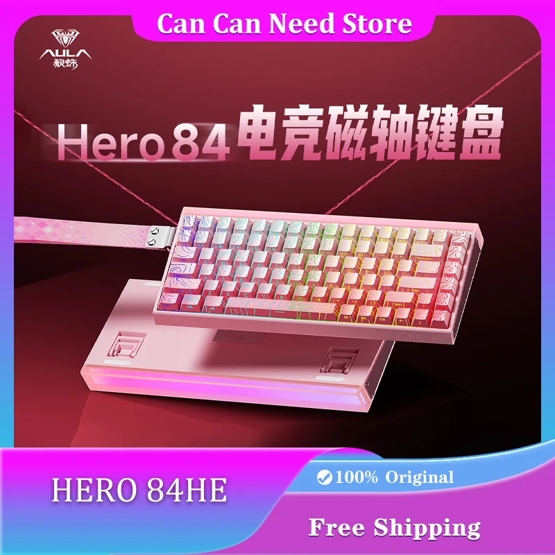 

Aula Hero 84he Magnetic Switch Mechanical Keyboards Rgb Neon Light Box Custom Wired Keyboard PC E-Sports Gaming Accessory