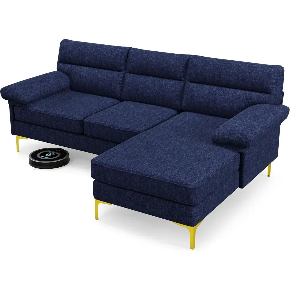 Sectional Couches for Living Room, Modern Chenille Convertible Sofa Bed L-Shaped Couch 3 Seats Sofas with Reversible Wide Chaise