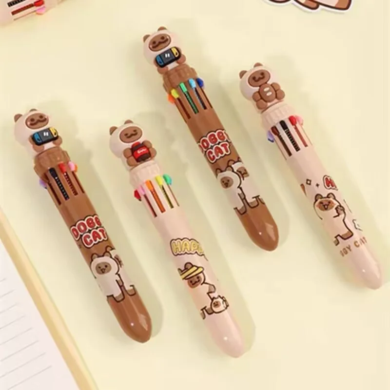 

24pcs/lot Kawaii Cat 10 colors Ballpoint Pen Cute Press Ball Pens School Office Writing Supplies