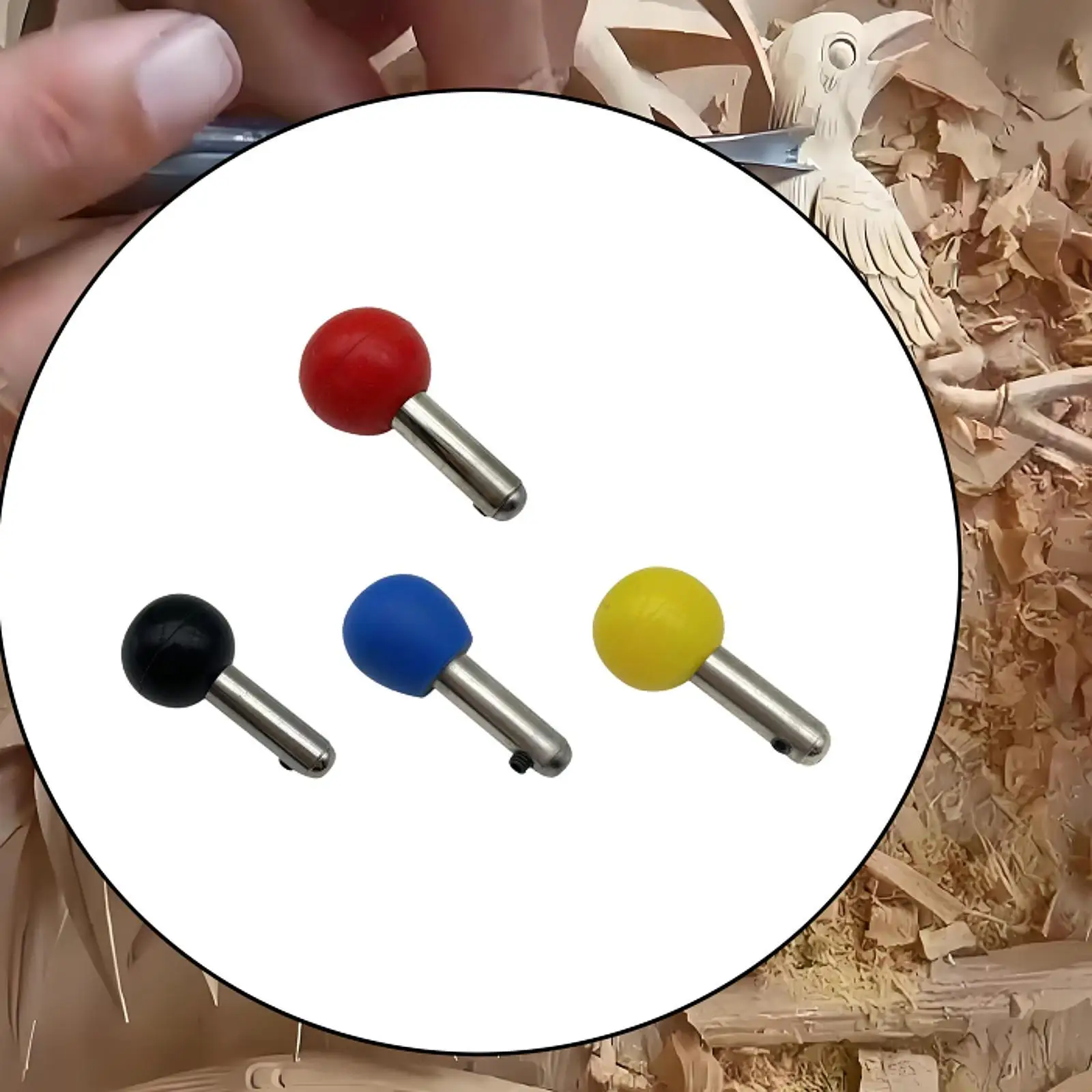 Round Wood Carving Handle for Graver Tool with Rubber Grip for Engraving Jewellery Repair Work