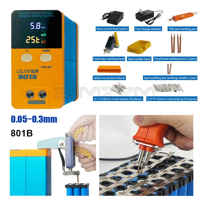 801A 801B bateria zgrzewarka punktowa 18650 Mini magazynowanie zgrzewarka punktowa cyfrowe maszyna do zgrzewania punktowego impulsu energii do prezentowania, przechowywania biżuterii, zegarków 10,6 kW