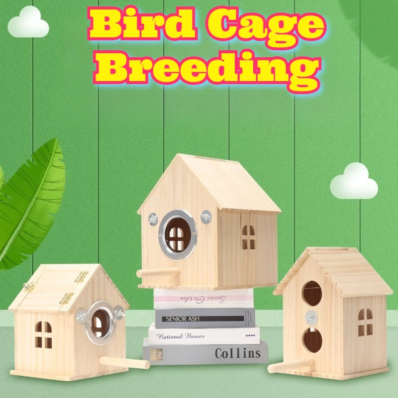 

Solid Wood Bird House Breeding Box Incubation Warm Egg Laying Nest Outdoor Lovebirds Budgies Safe Comfort Design Easy Clean New