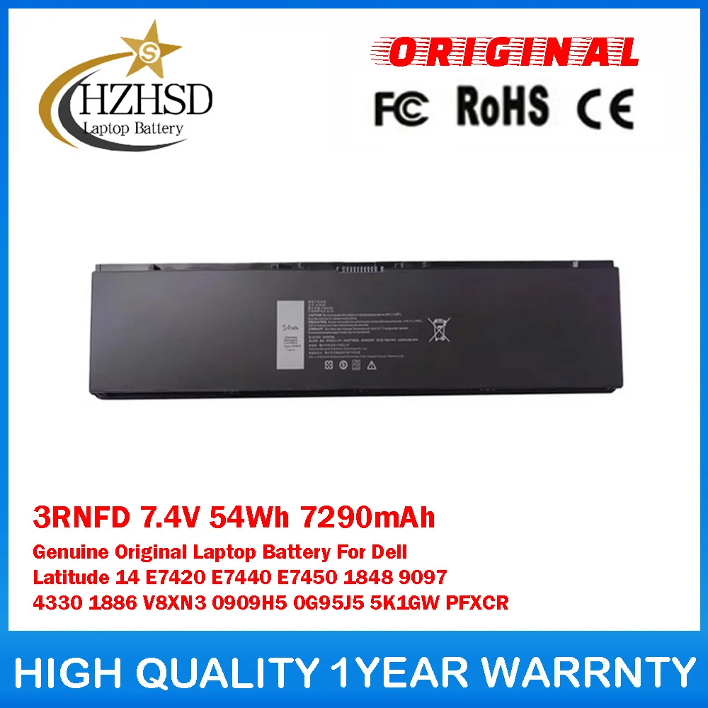 3RNFD 7.4V 54Wh 7290mAh Genuine Original Laptop Battery For Dell Latitude 14 E7420 E7440 E7450 1848 9097 4330 1886 V8XN3 0909H5