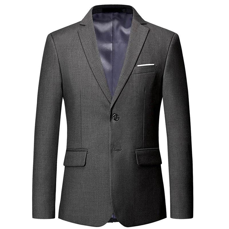 Men Suit Coat High Quality Gentleman Men Slim Casual Black Suit Large Size Brands Men\'s business Casual Flow Pure Color Blazers