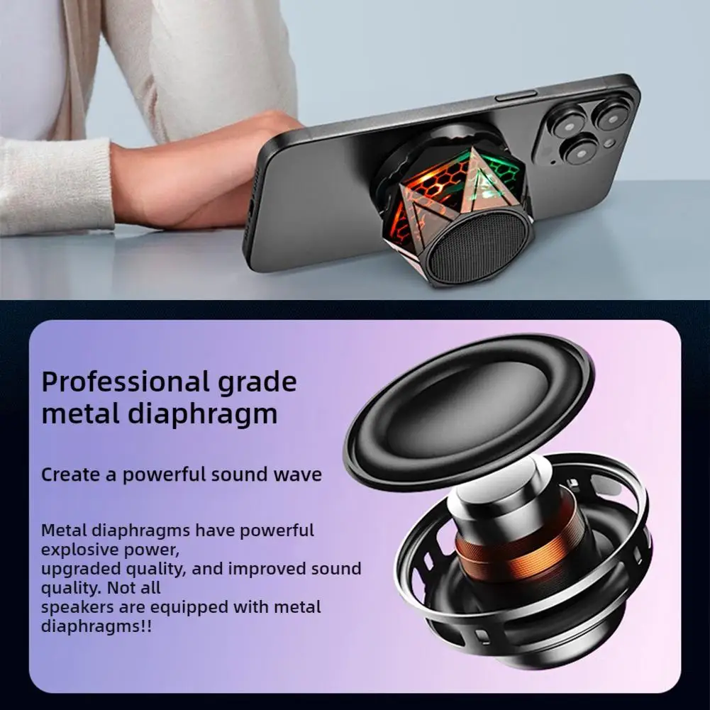 Magnetic Wireless Bluetooth Speaker With RGB Color Light Portable Diamond Phone Stand For iPhone Android Z8A0