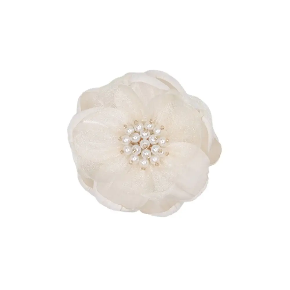5Pcs Sewing Fabric 3D Chiffon Flower Chiffon DIY Artificial Flower Beads Center Burnt Edge DIY Sewing Applique